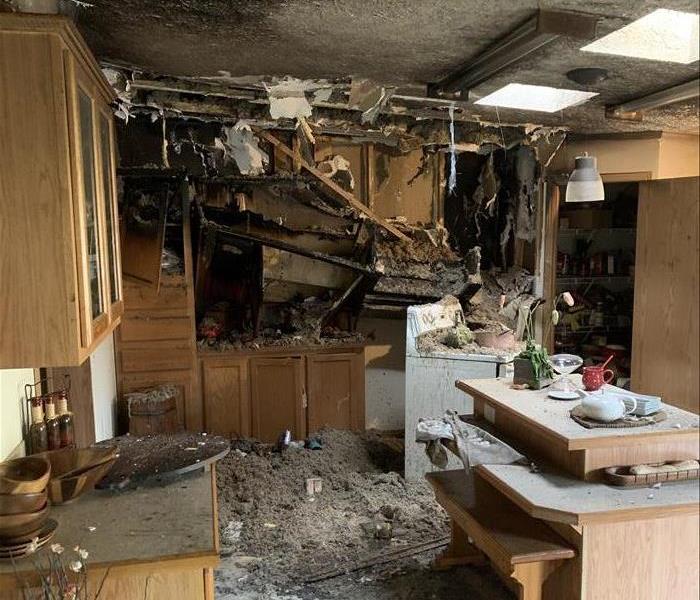 Picture of kitchen after a fire caused by cooking grease